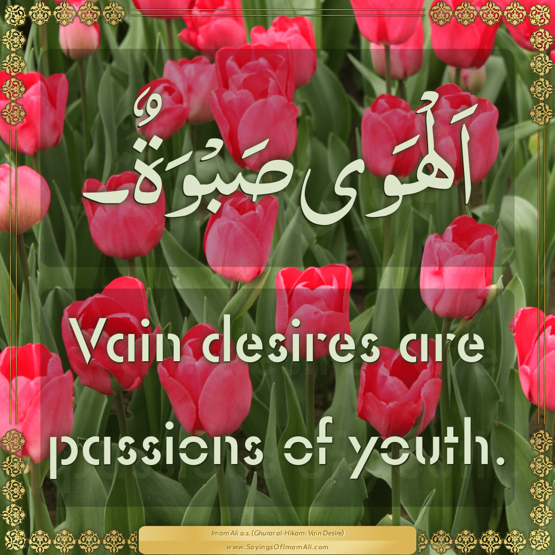 Vain desires are passions of youth.
